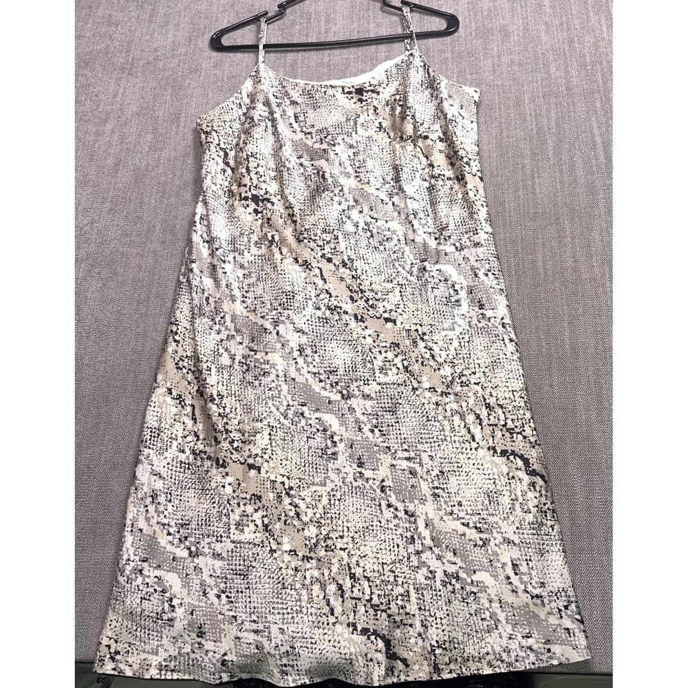 Calvin Klein Slip Dress Womens M Multicolor Snakeskin Print Scoop Neck Stretch